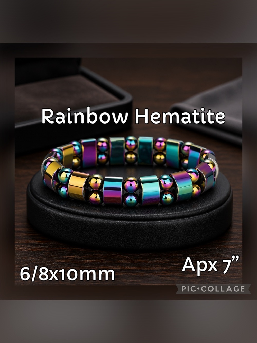 Rainbow Hematite Crystal - Stone Stretch Bracelet - Multicolor
